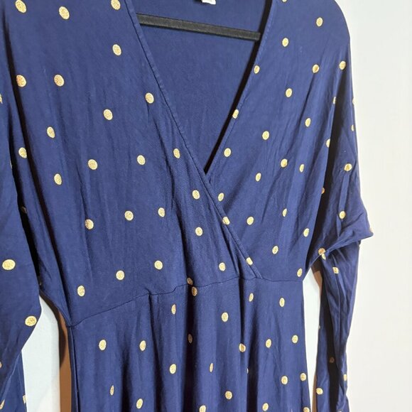 Boden Gemma Jersey Dress Navy Blue Gold metallic polka dots - Picture 3 of 6